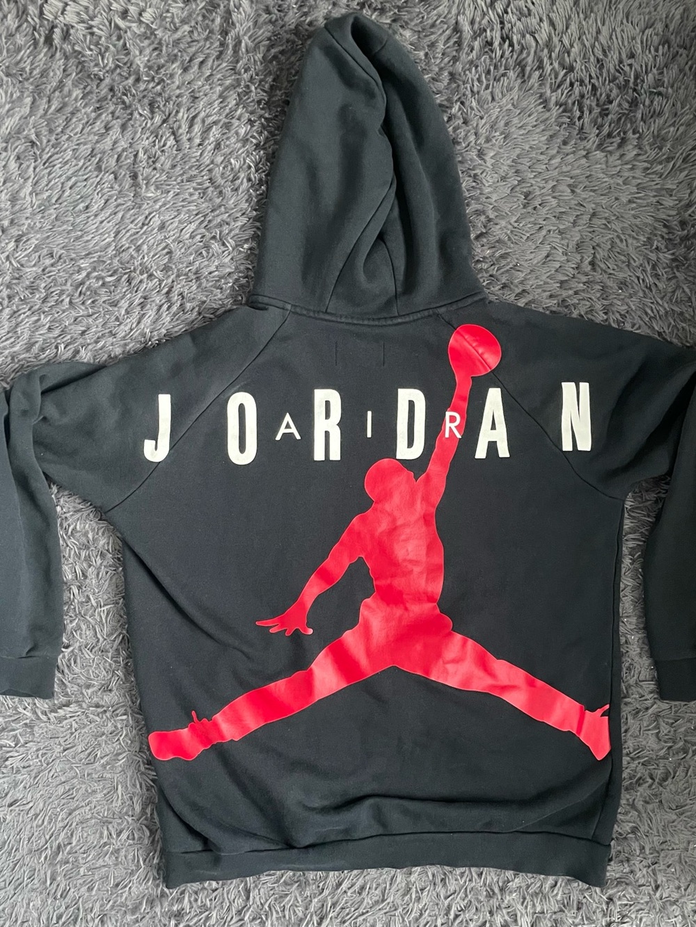 Men Size Large Nike Air Jordan Full Zip Long Sleeve Hooded Hoodie Black